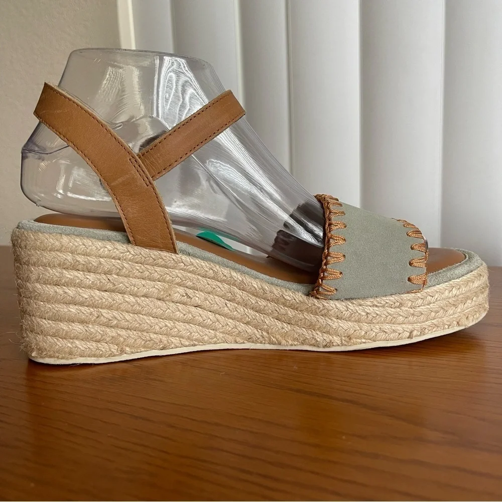 Joie Powder Blue Suede Wedge Espadrille Sandals Size 8